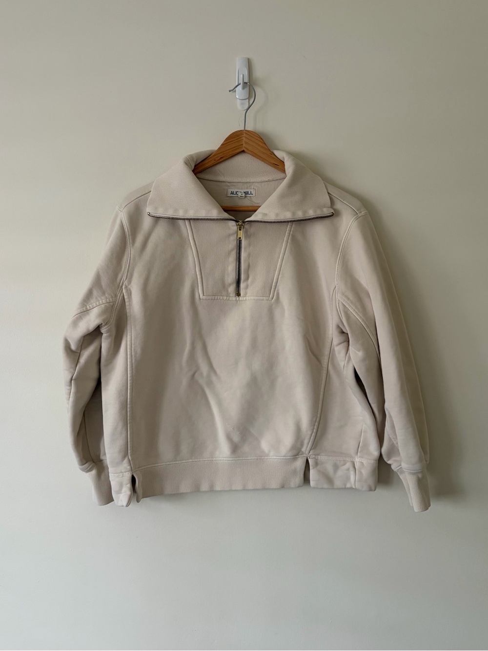 Alex Mill Half-Zip Pullover Sweater in Cream